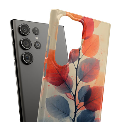 Orange Gray Leaves - Slim Samsung S23 Phone Case