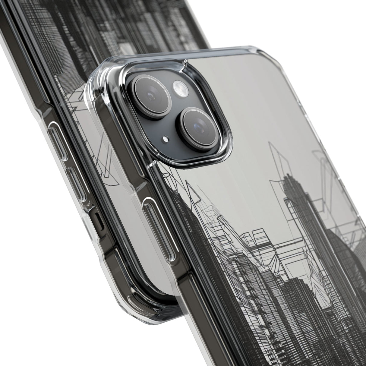 Urban Wireframe – Handyhülle für iPhone (Clear Impact – Magnetisch)