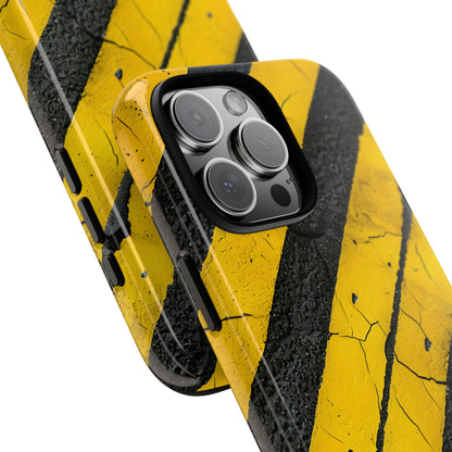 Yellow Stripe Distress iPhone 16 Pro Max Case - Tough