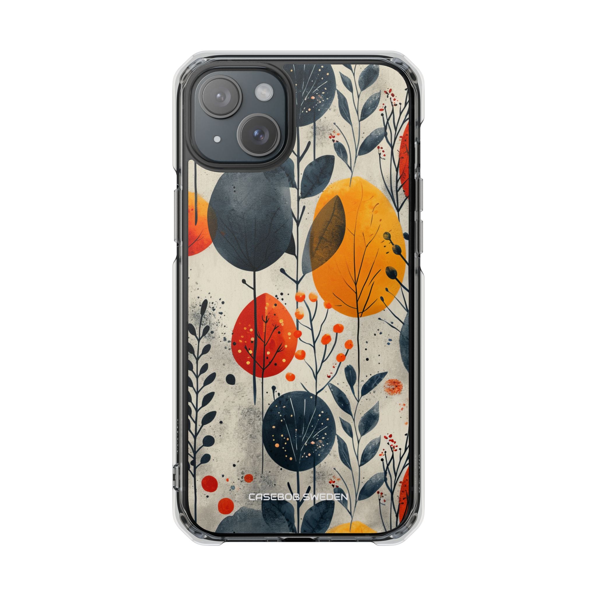 Modern Autumn Leaf Pattern - Clear Impact iPhone 15 Phone Case