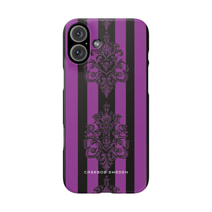 Gothic Elegance with Vertical Stripes and Ornamental Motifs iPhone 16 - Slim Phone Case