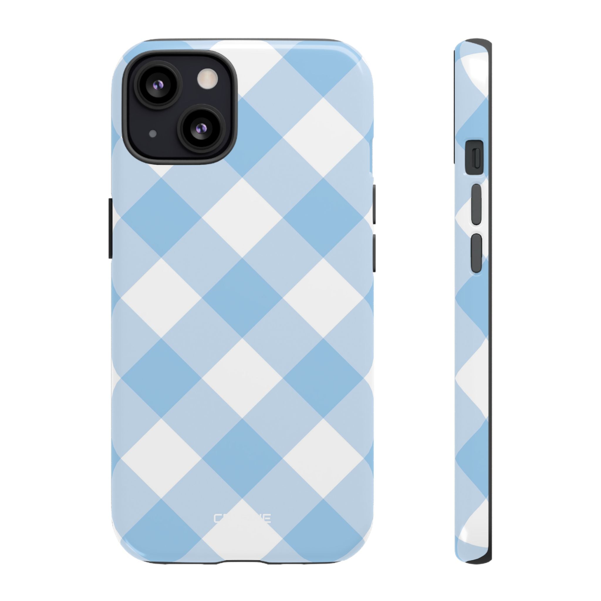 Soft Blue Gingham Elegance - iPhone Case