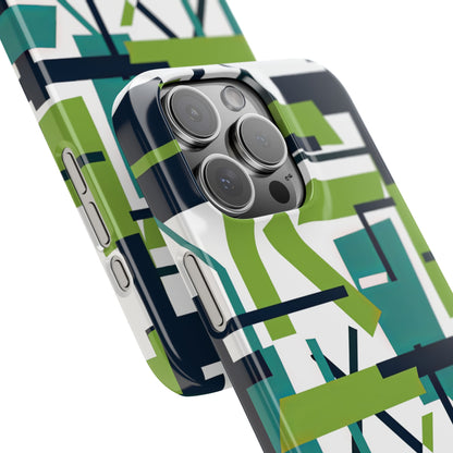 Green Geometry Glide iPhone 16 - Slim Phone Case