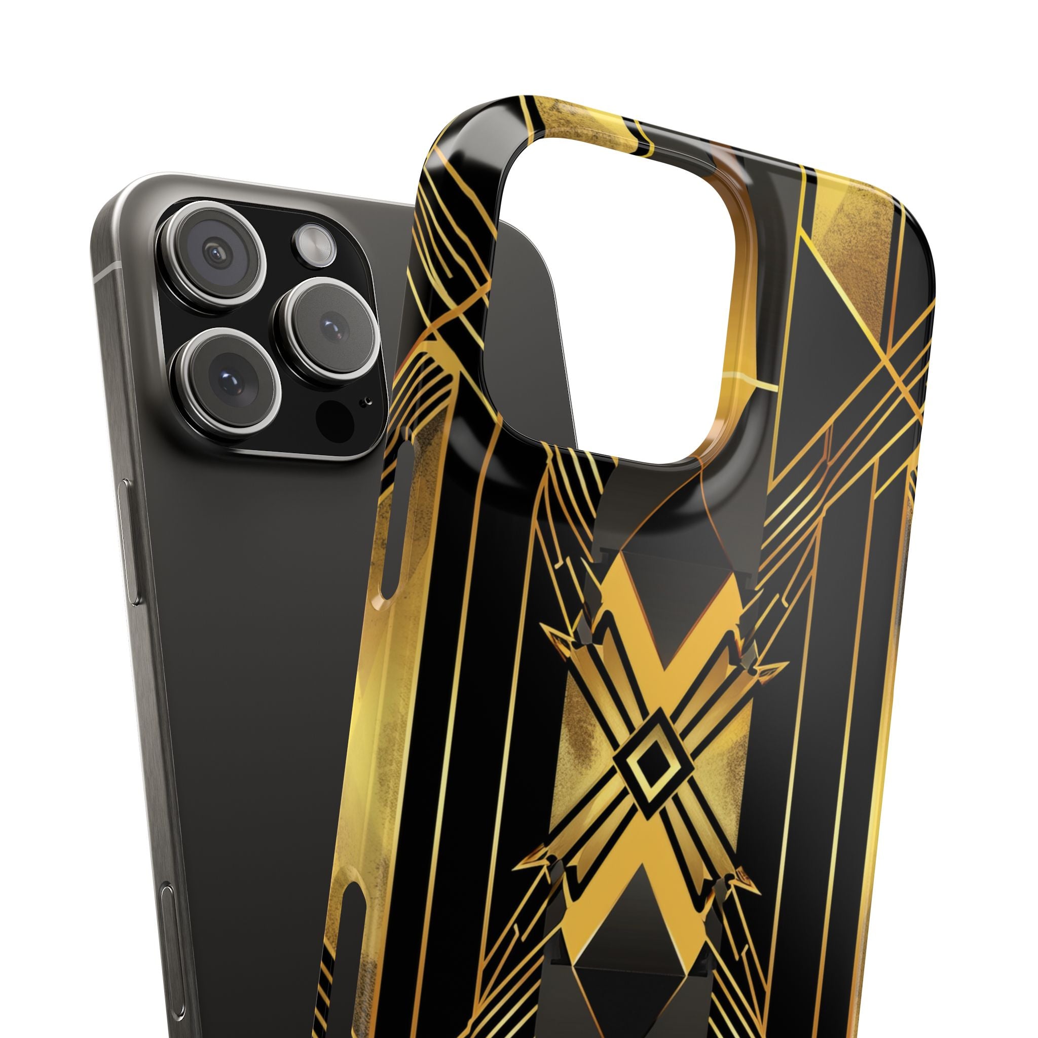 Golden Geometric Elegance iPhone 16 - Slim Phone Case