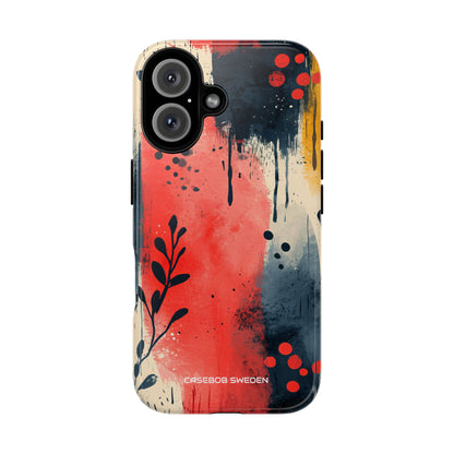 Red Blue Abstract Florals - Tough iPhone 16 Phone Case