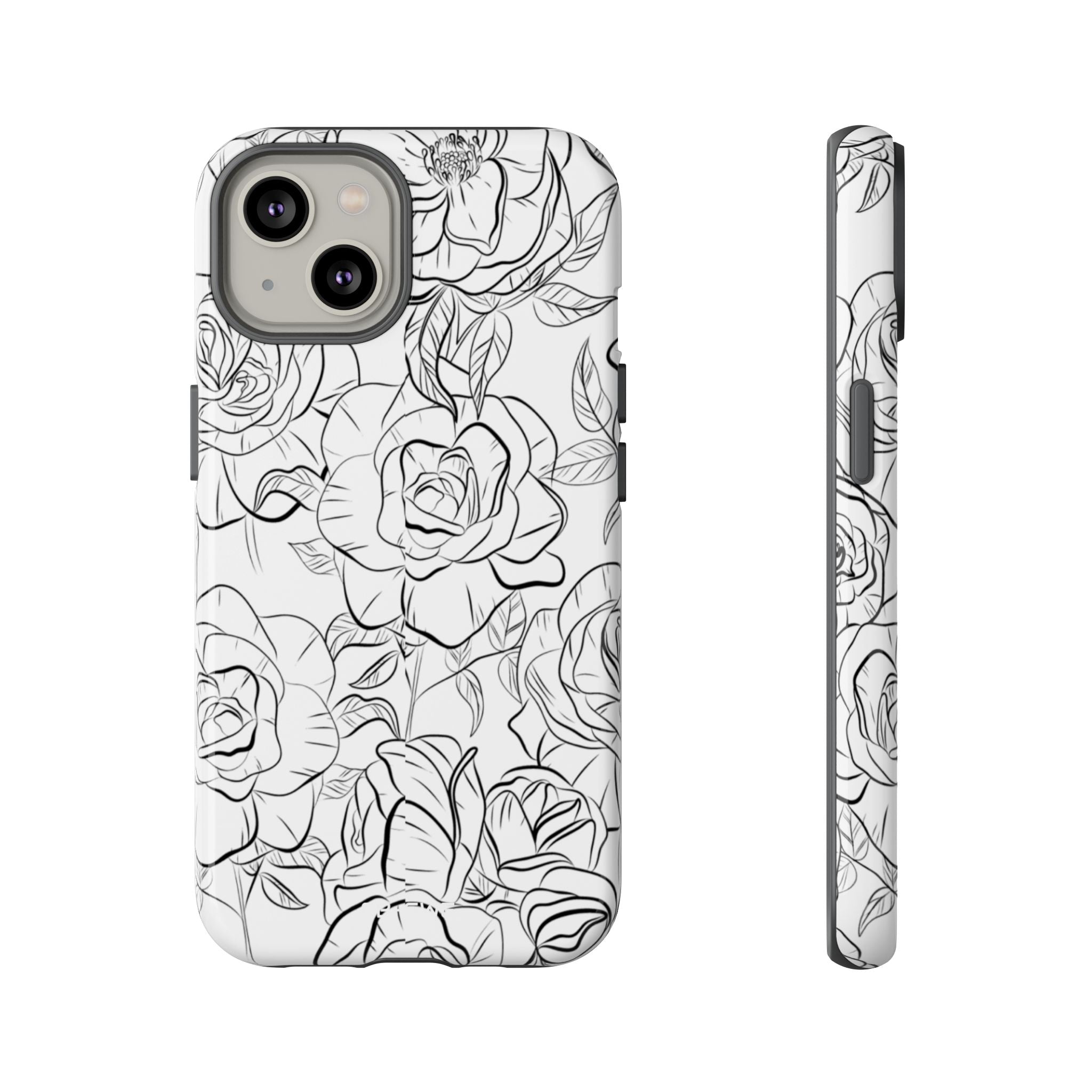 Intricate Rose Sketches - iPhone Case