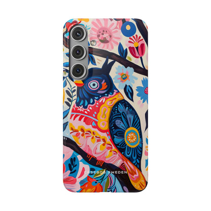 Whimsical Vintage Owl with Floral Charm Samsung S24 - Slim Phone Case