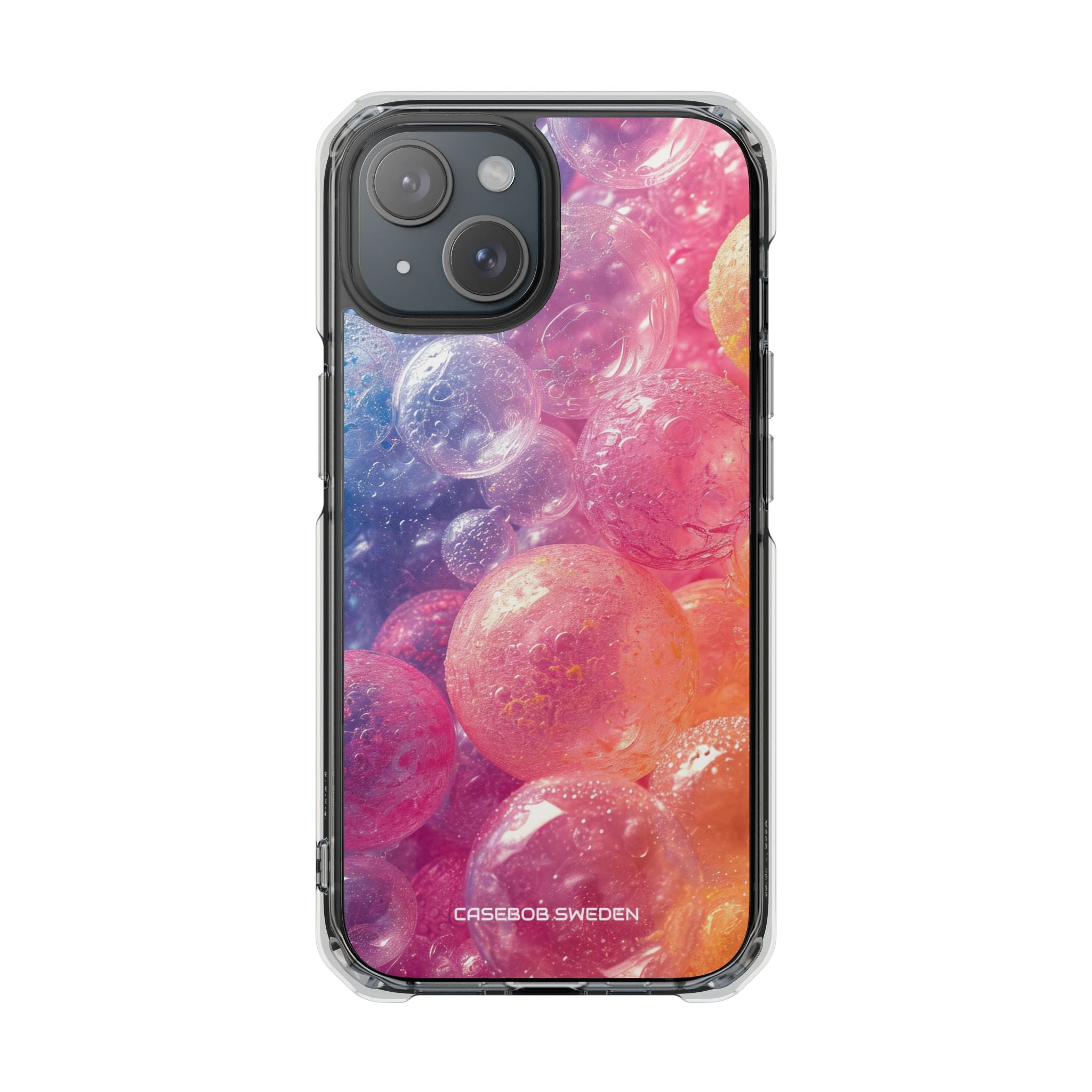 Pink Blue Glossy Spheres - Clear Impact iPhone 15 Phone Case