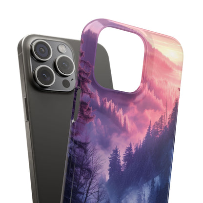 Misty Forest Serenity - Slim iPhone 15 Phone Case