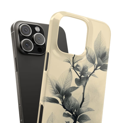 Beige Branch Art - Slim iPhone 16 Phone Case