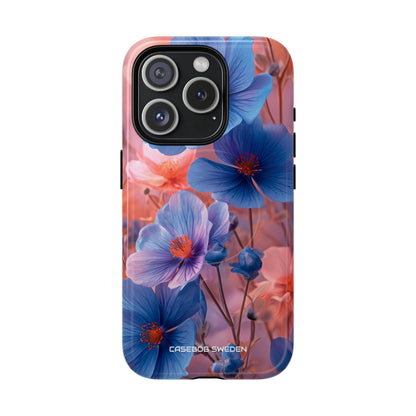 Blue Peach Blossoms - Tough + MagSafe® iPhone 15 Phone Case