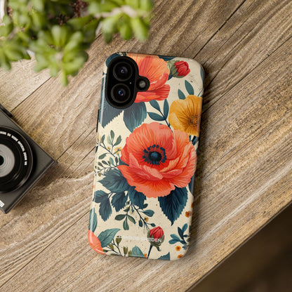 Vibrant Botanical Poppies - Tough iPhone 16 Phone Case