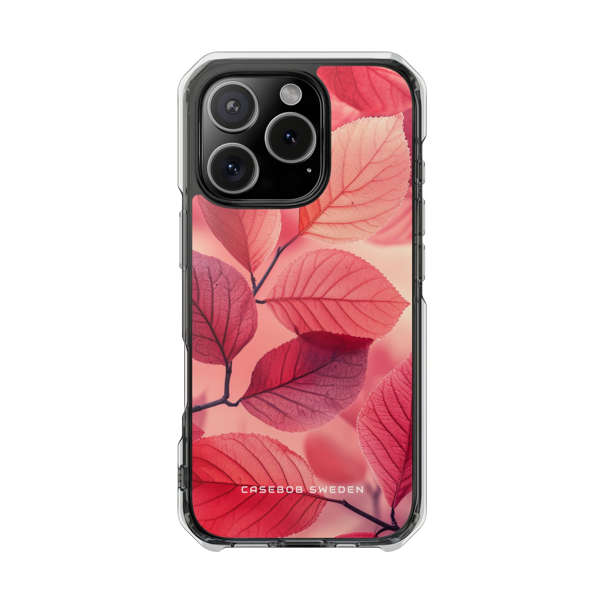 Elegante rosa Blätter iPhone 16 - Transparente, schlagfeste Handyhülle