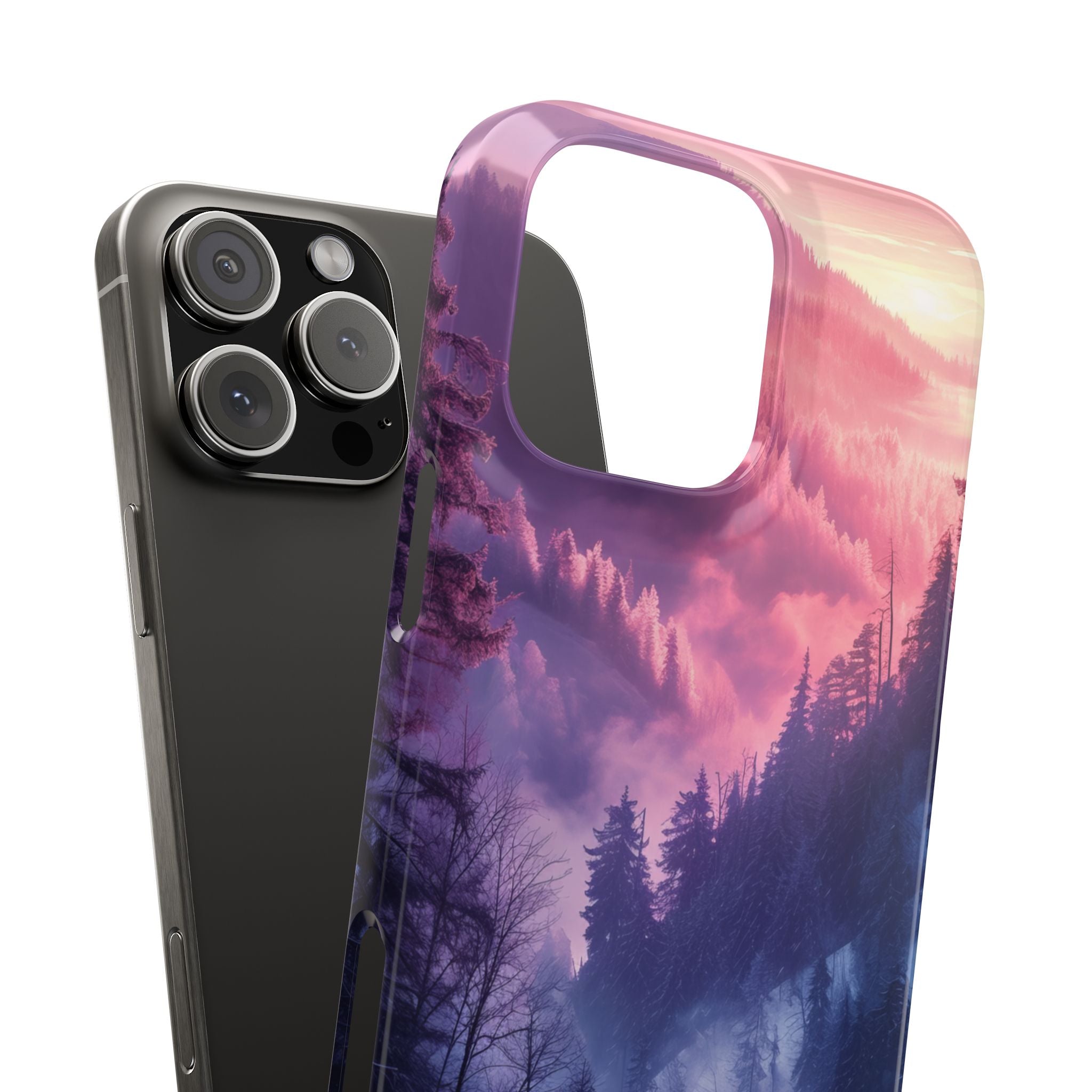 Misty Forest Serenity - Slim iPhone 16 Phone Case