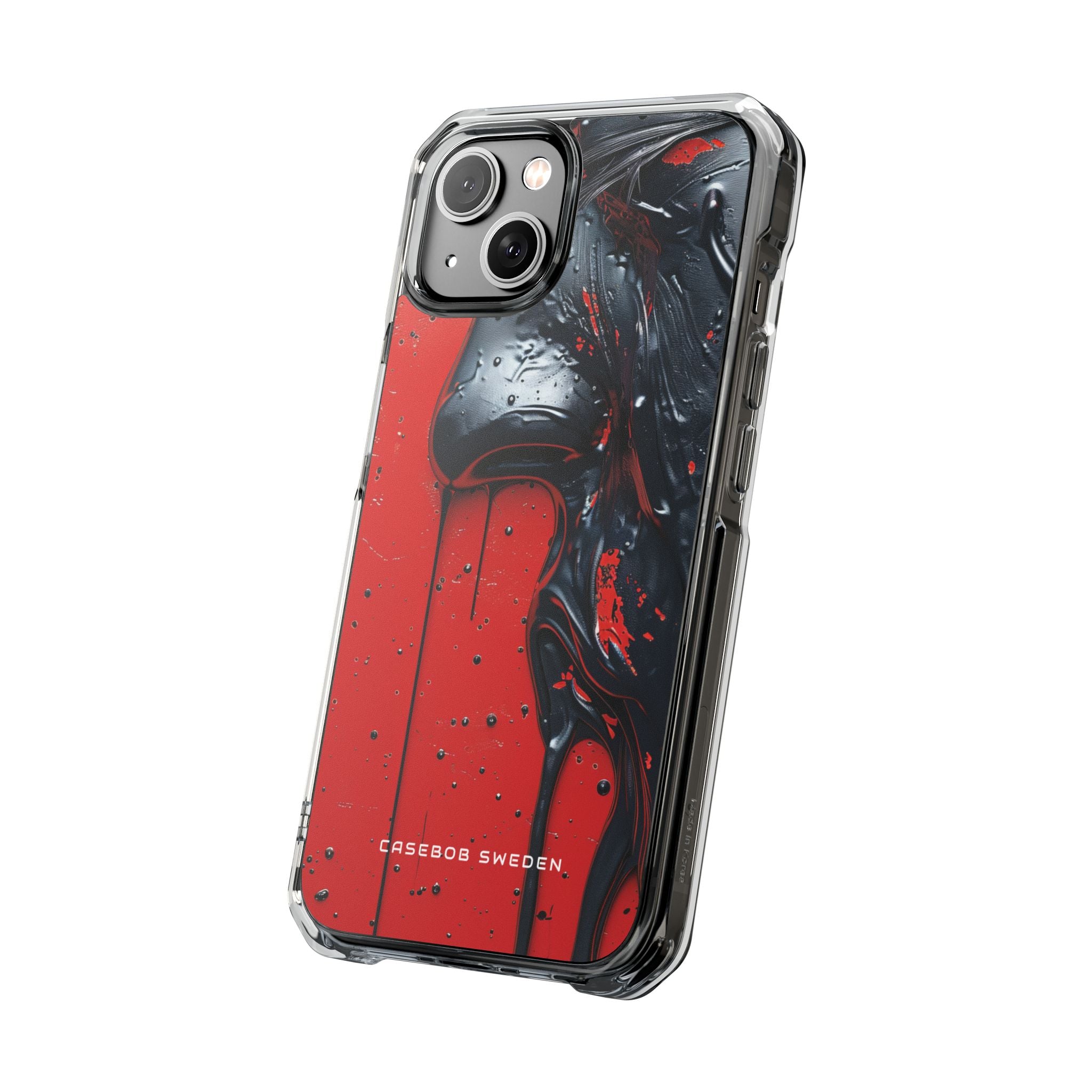 Textured Crimson Bloom iPhone 14 - Clear Impact Phone Case