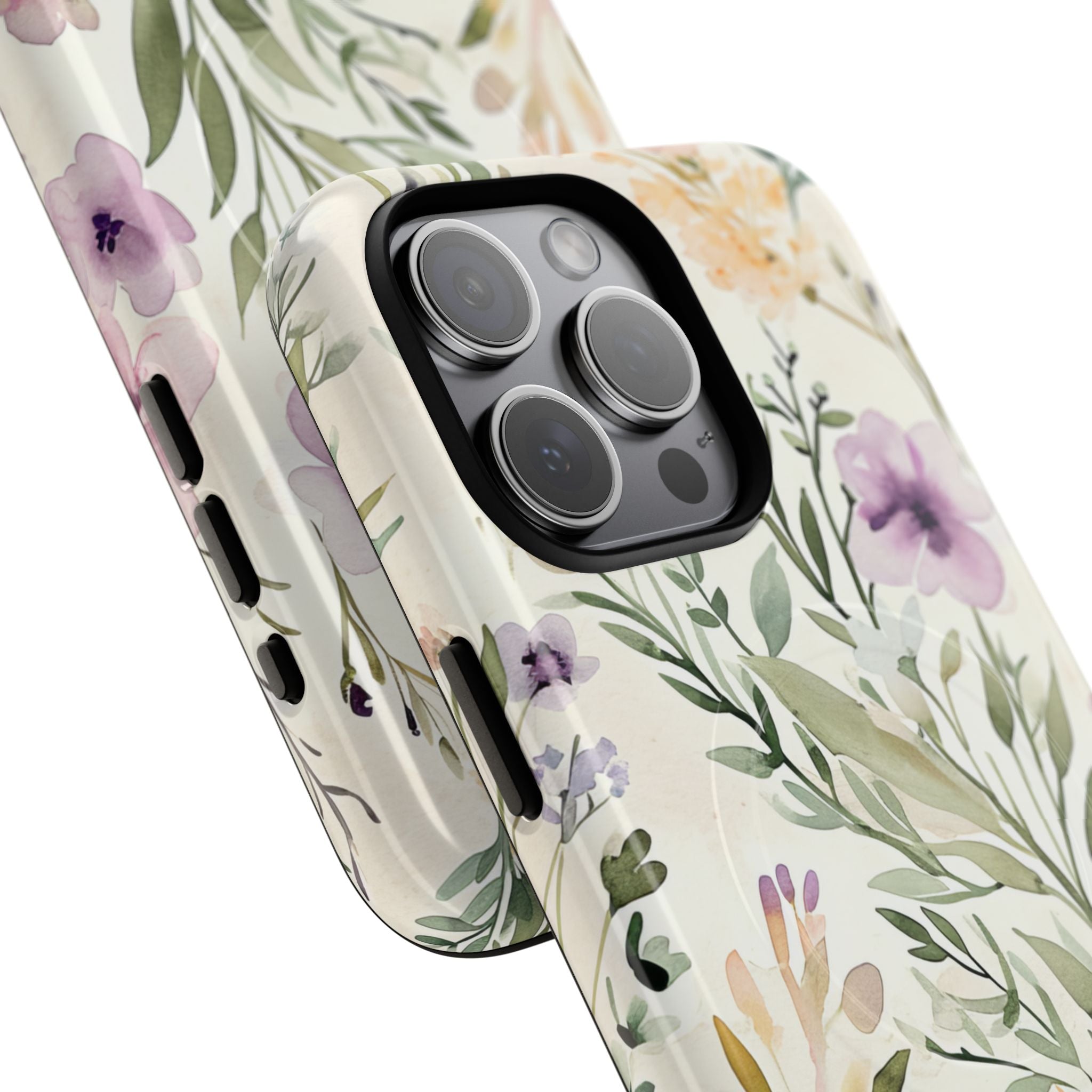 Soft Green Lavender Floral Pattern - Tough + MagSafe® iPhone 15 Phone Case