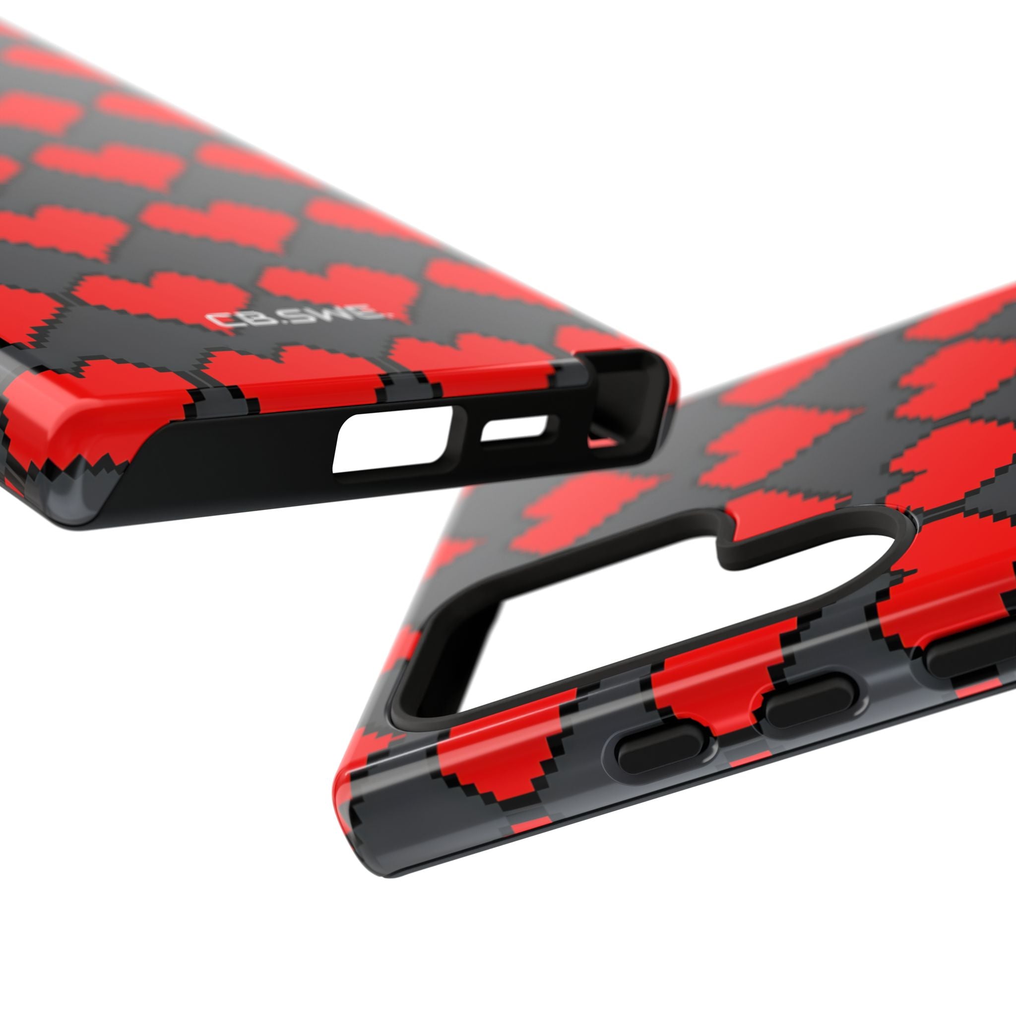 Red Heart Dark Gray Diamonds Seamless Samsung S24 - Tough