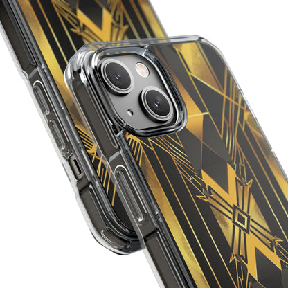 Golden Geometric Elegance iPhone 14 - Clear Impact Phone Case