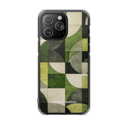 Green Geometric Harmony - Clear Impact iPhone 14 Phone Case