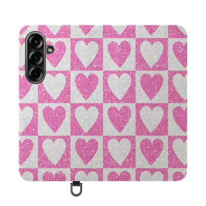 Glitter Heartgrid - Samsung S25 Case - Wallet