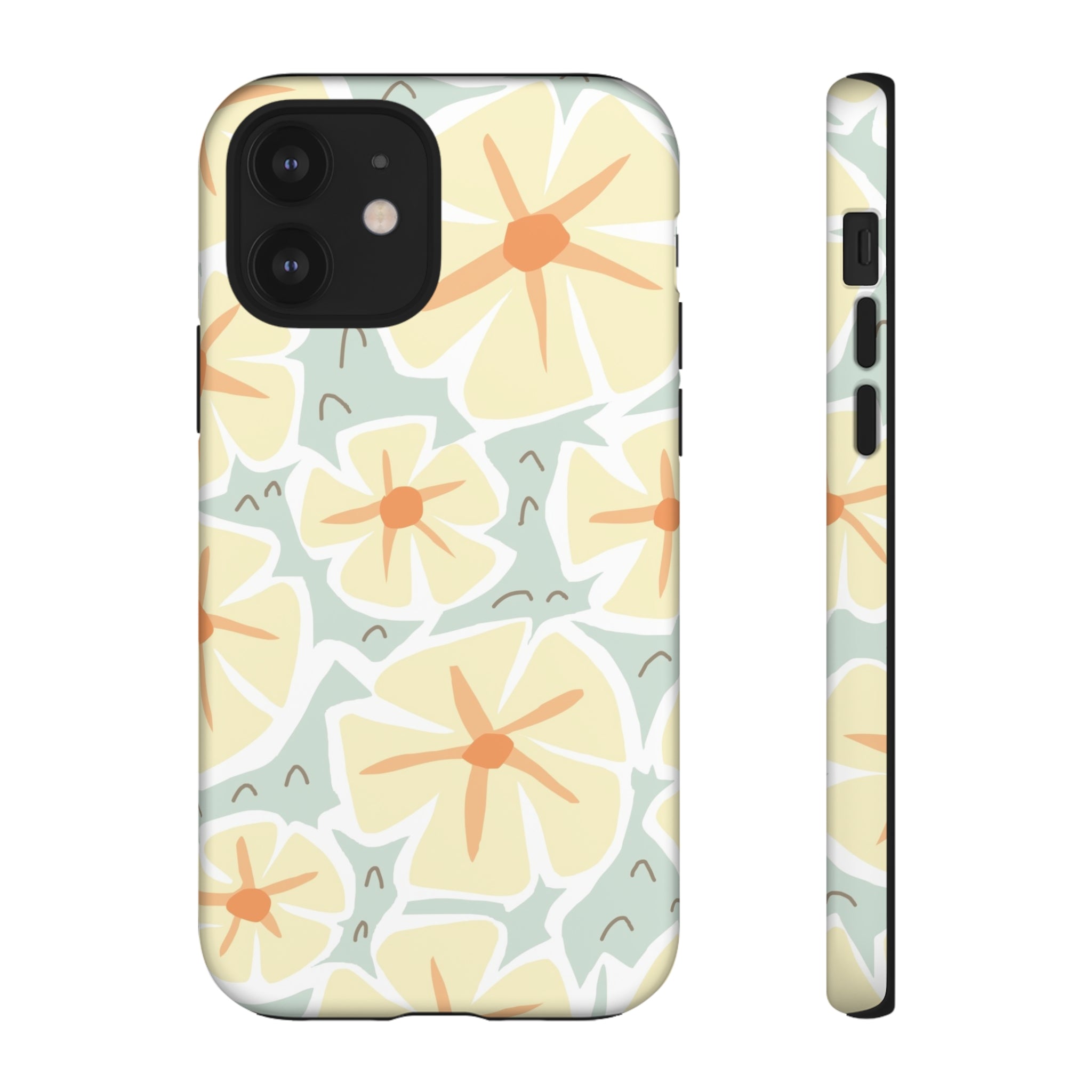 Pastel Yellow Happy Flower iPhone Case (Protective) iPhone 12 Matte Phone Case