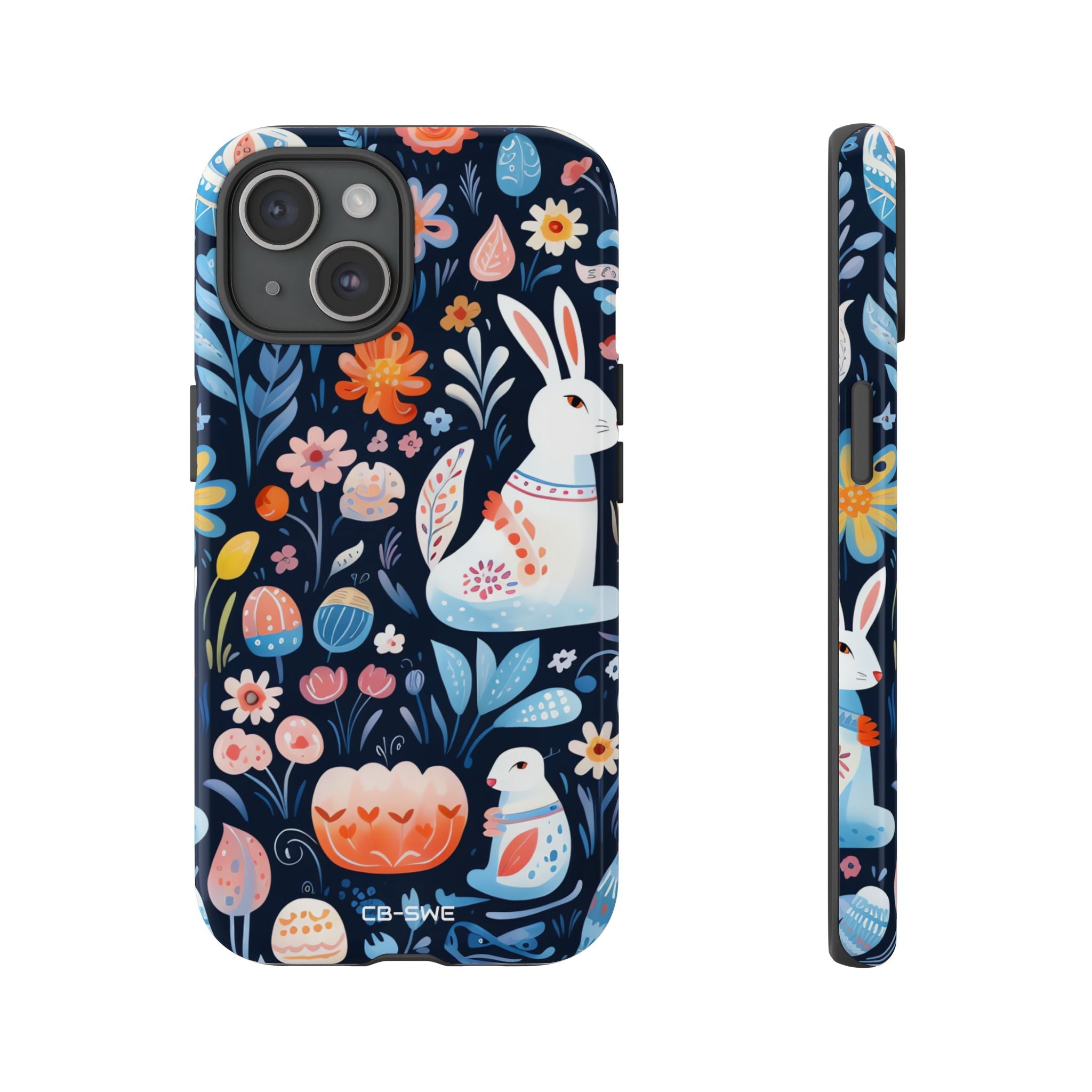 Bunnies Play Among Flowers - iPhone Case
