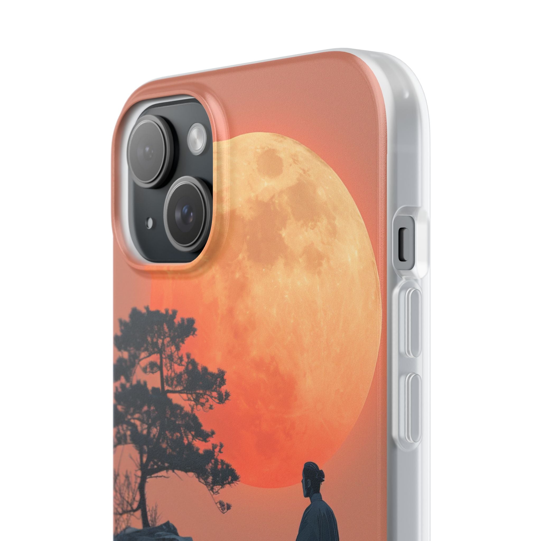 Zen Tranquility Under a Red Moon iPhone 15 - Flexi Phone Case