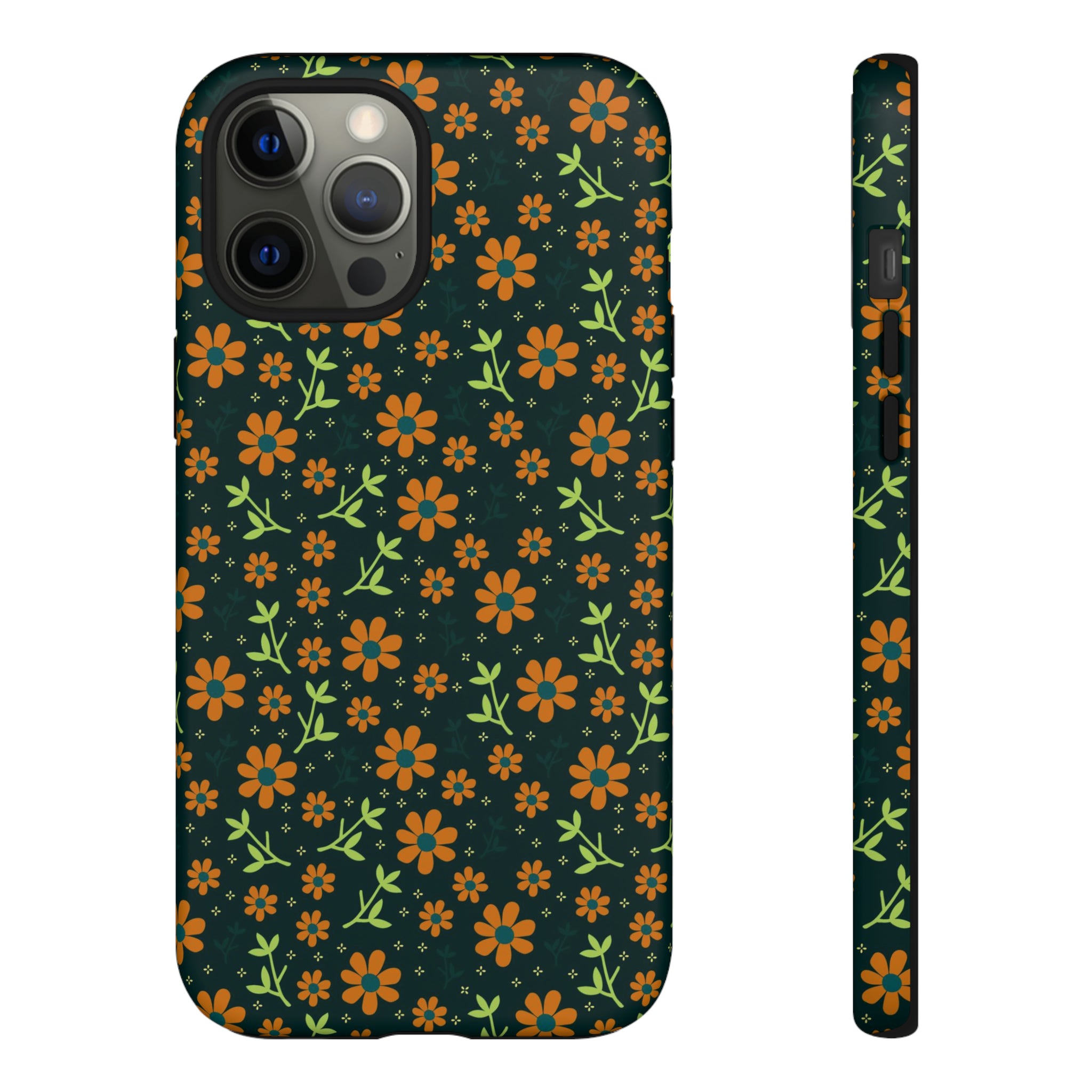 Green Flower Pattern - Protective Phone Case