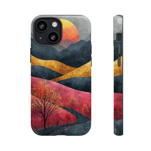 Nature's Geometry: Bright Sunset Mountain - Protective Phone Case