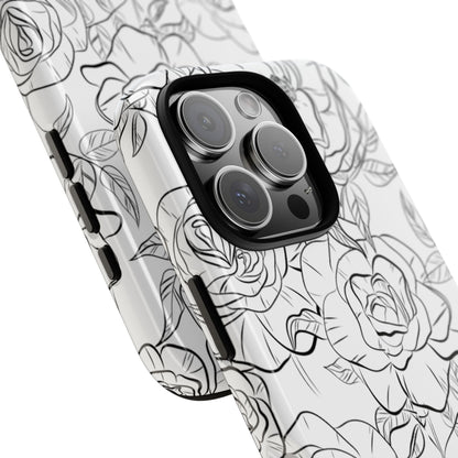 Intricate Rose Sketches - iPhone Case