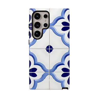 Elegant Blue Floral Geometric Tile Samsung S24 - Tough