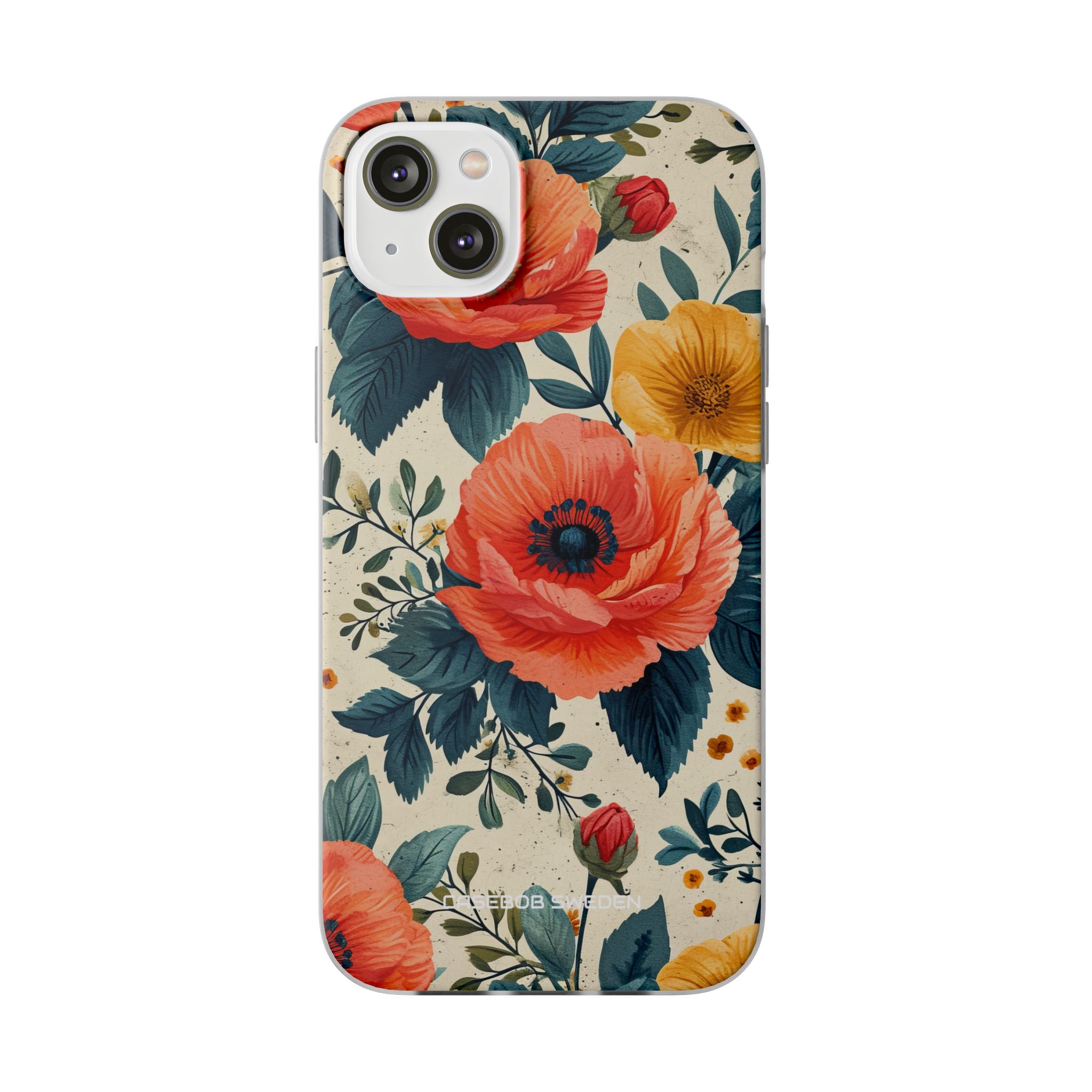 Vibrant Botanical Poppies - Flexi iPhone 14 Phone Case