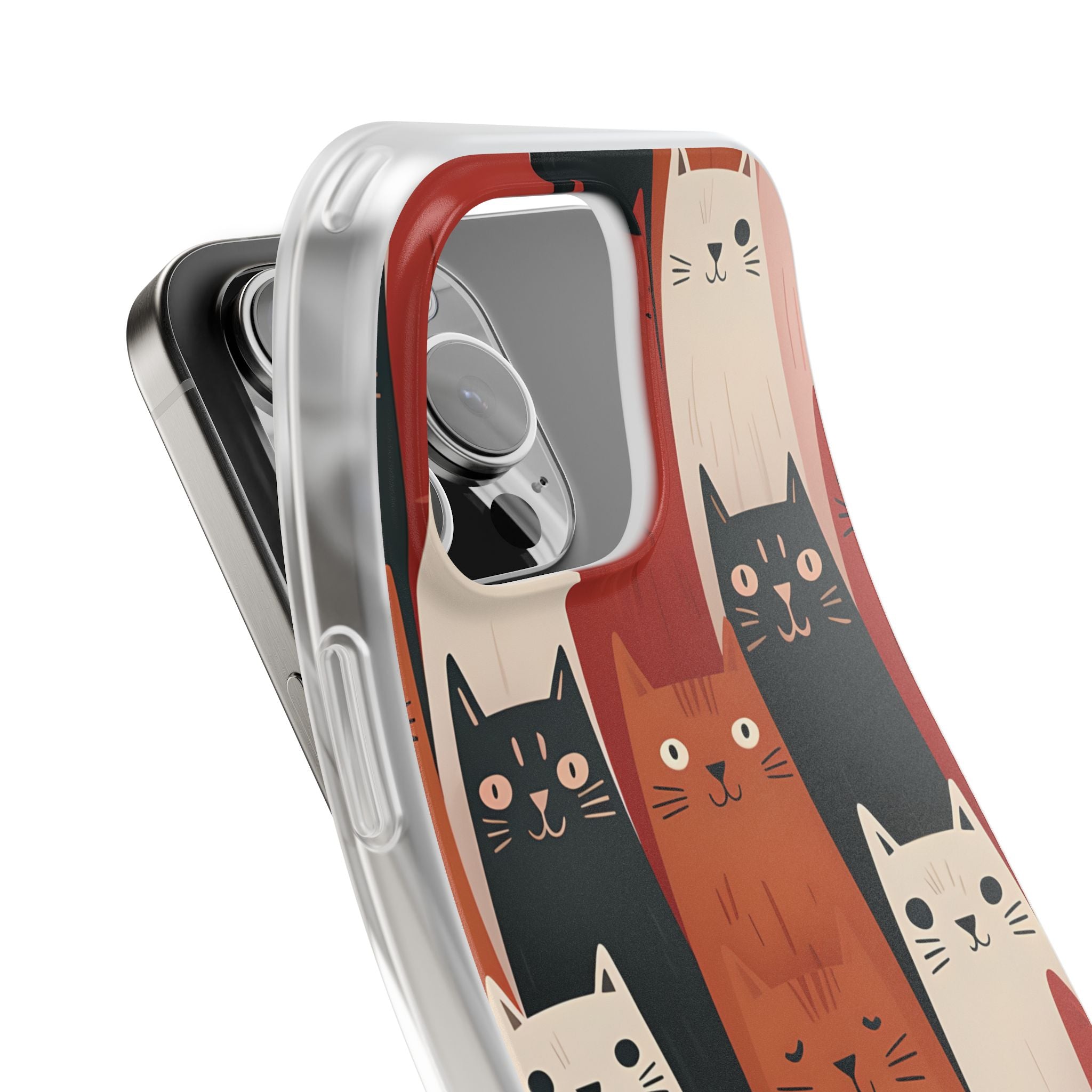 Elongated Cats Black iPhone 16 Pro Max Case - Soft