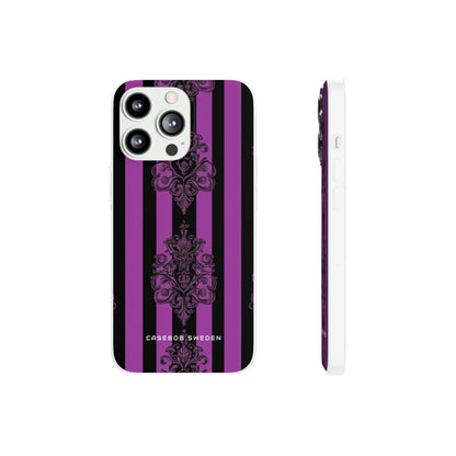 Gothic Elegance with Vertical Stripes and Ornamental Motifs iPhone 13 - Flexi Phone Case