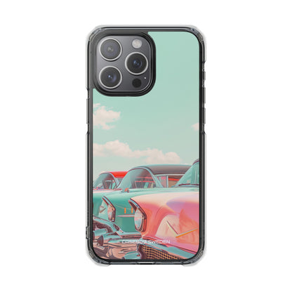 Vintage Turquoise Cars - Clear Impact iPhone 15 Phone Case