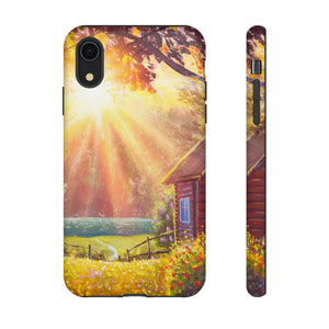 Flower Bushes Wooden House - Protective Phone Case