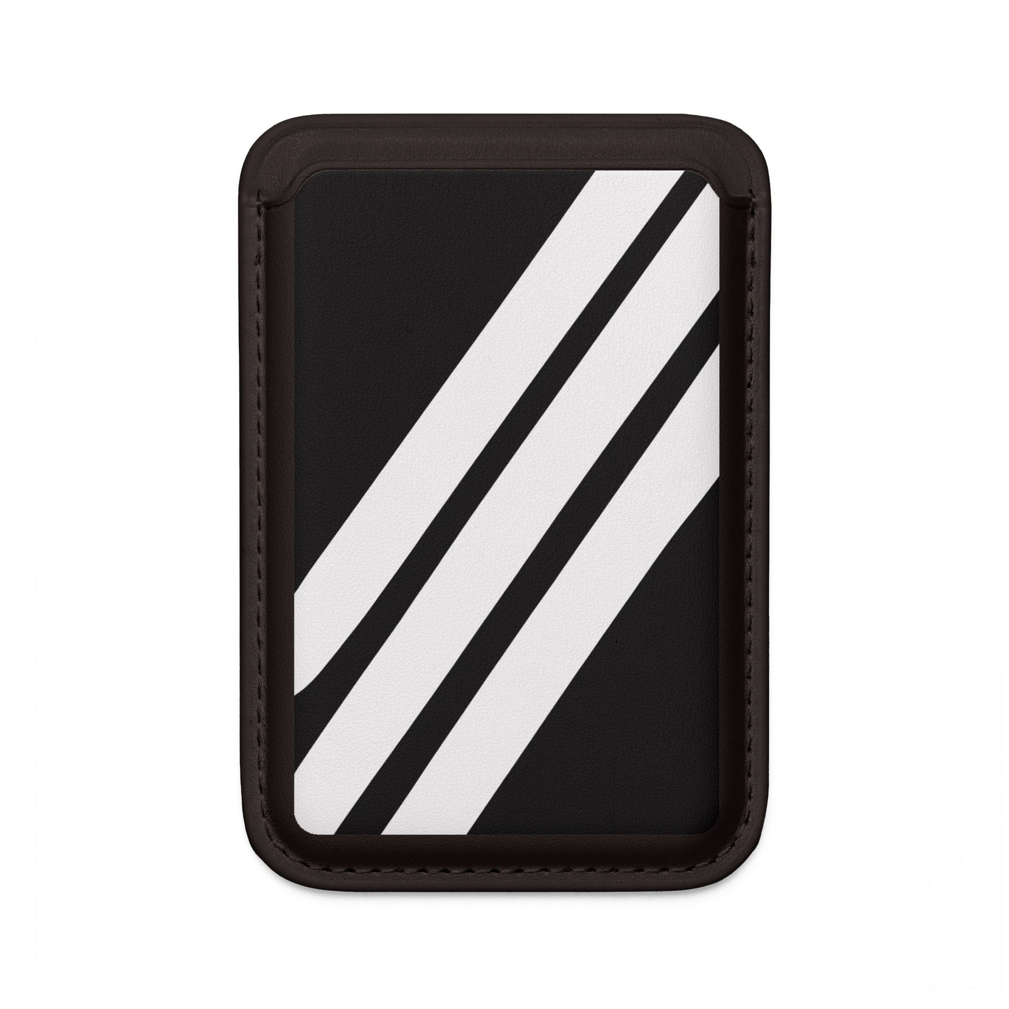 Diagonaaliraitaiset mustavalkoiset lompakko – MagSafe-valmis