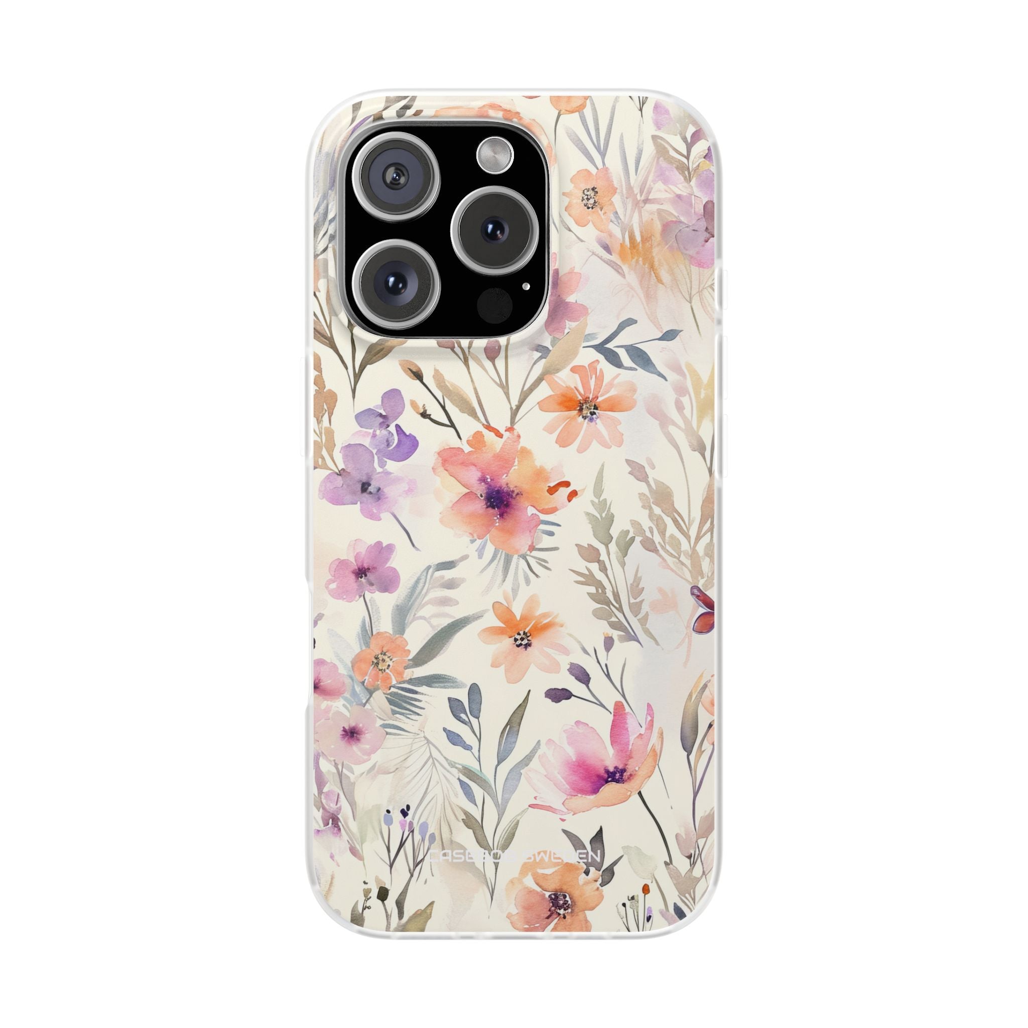 Soft Pink Floral Watercolor Design - Flexi iPhone 16 Phone Case