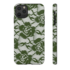 Green Lace Gothic Flower - Protective Phone Case