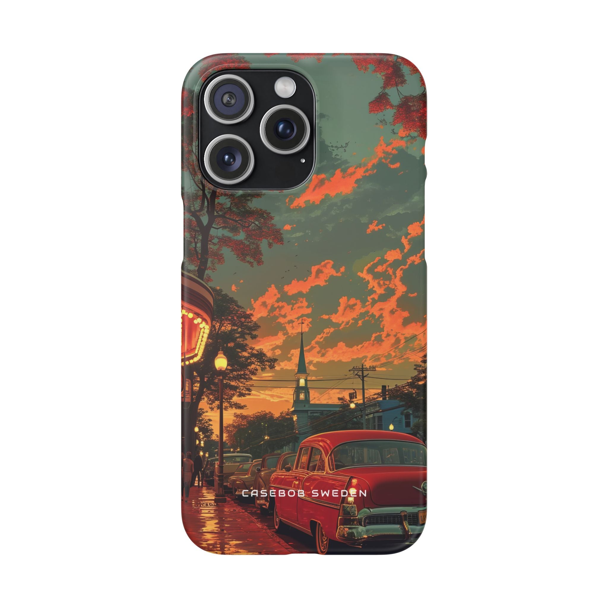 Mid-Century Nostalgia Streetscape iPhone 15 - Slim Phone Case