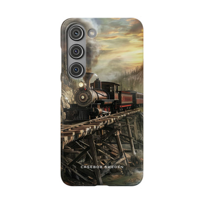 Vintage Steam Train Crossing Mountain Bridge Samsung S23 - Slim Phone Case