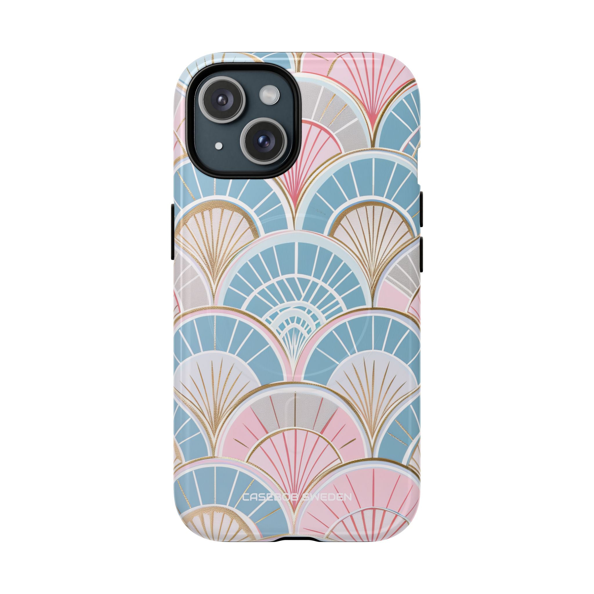 Art Deco Pastel Fan Pattern - Tough + MagSafe® iPhone 15 Phone Case