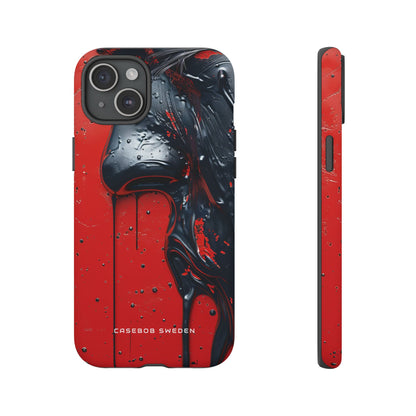 Textured Crimson Bloom iPhone 15 - Tough Phone Case