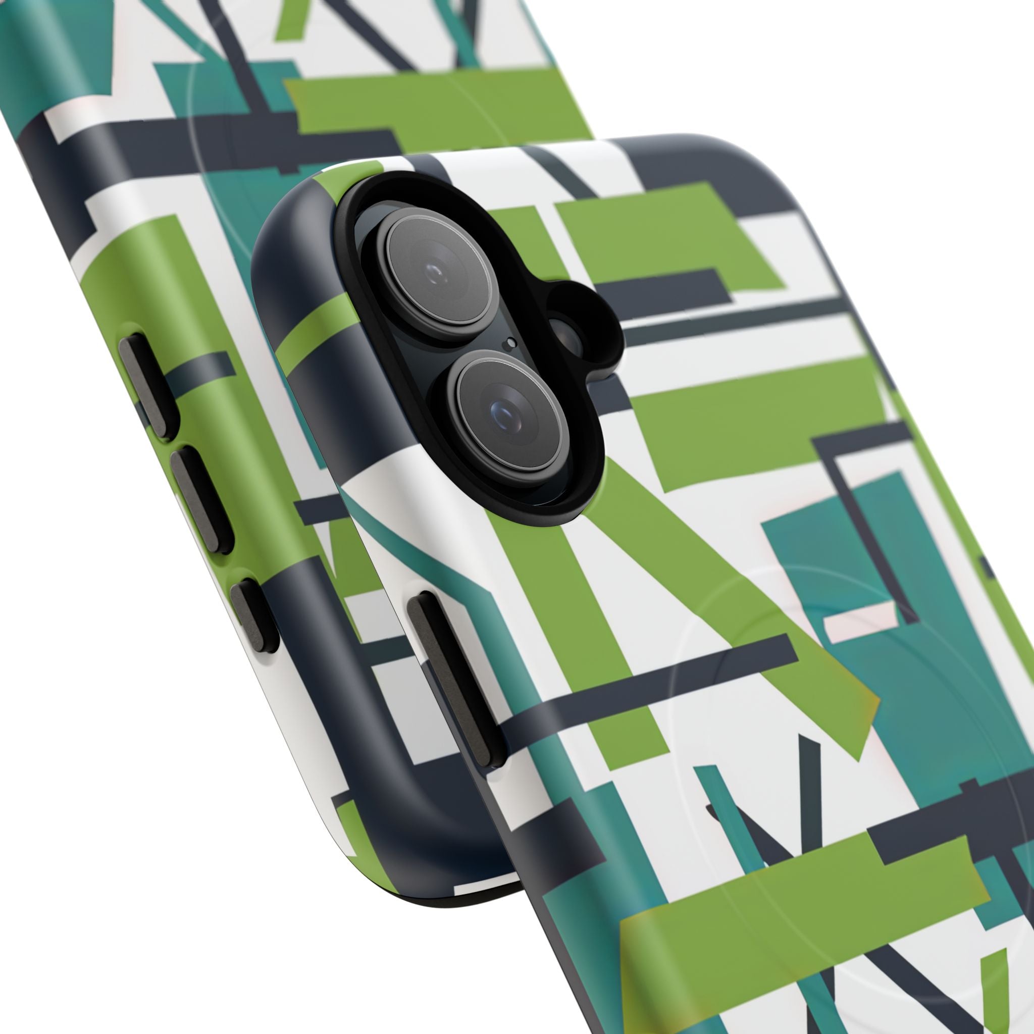 Green Geometry Glide iPhone 16  Tough+ Phone Case