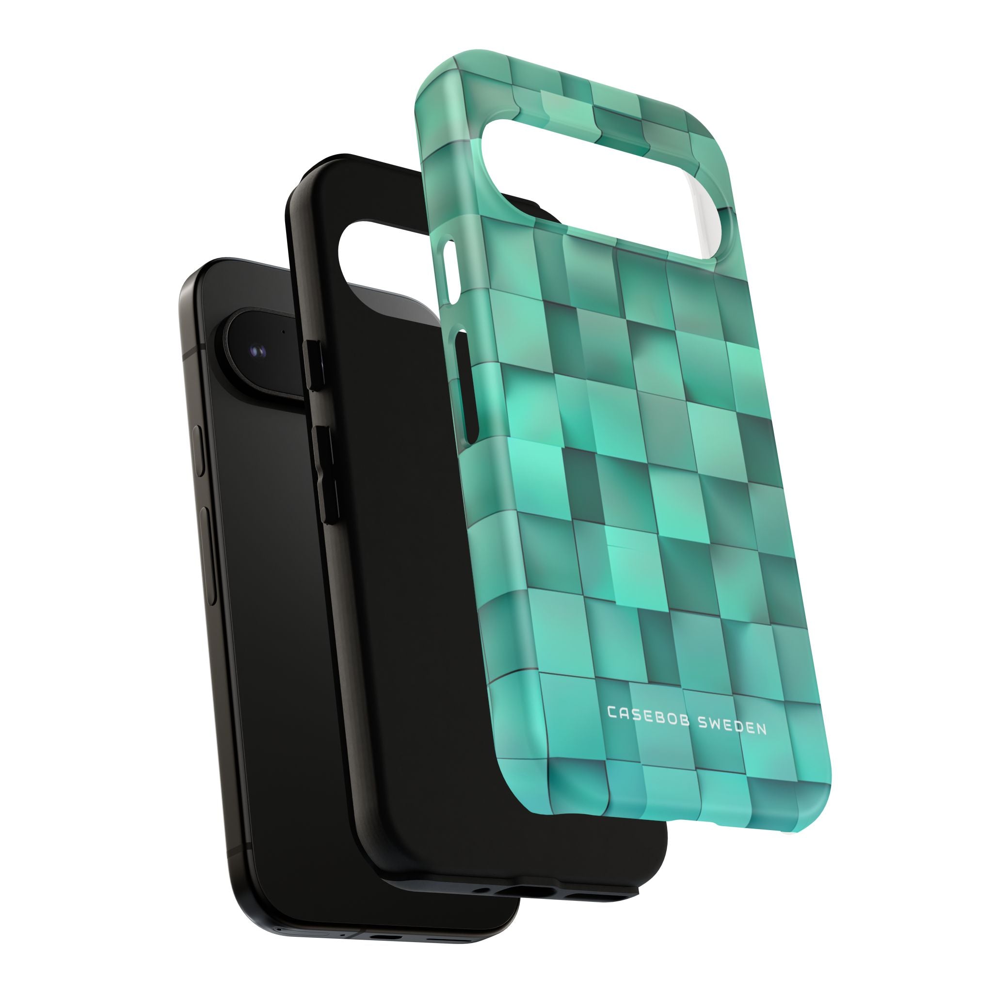 Turquoise Gradient Grid Illusion Google Pixel 9 - Tough Phone Case