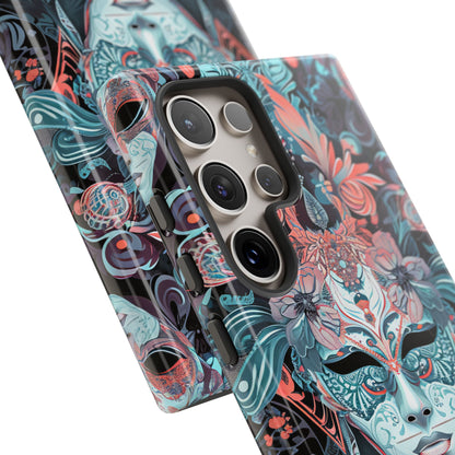 Mystic Teal Coral Mask - Tough Samsung S24 Phone Case