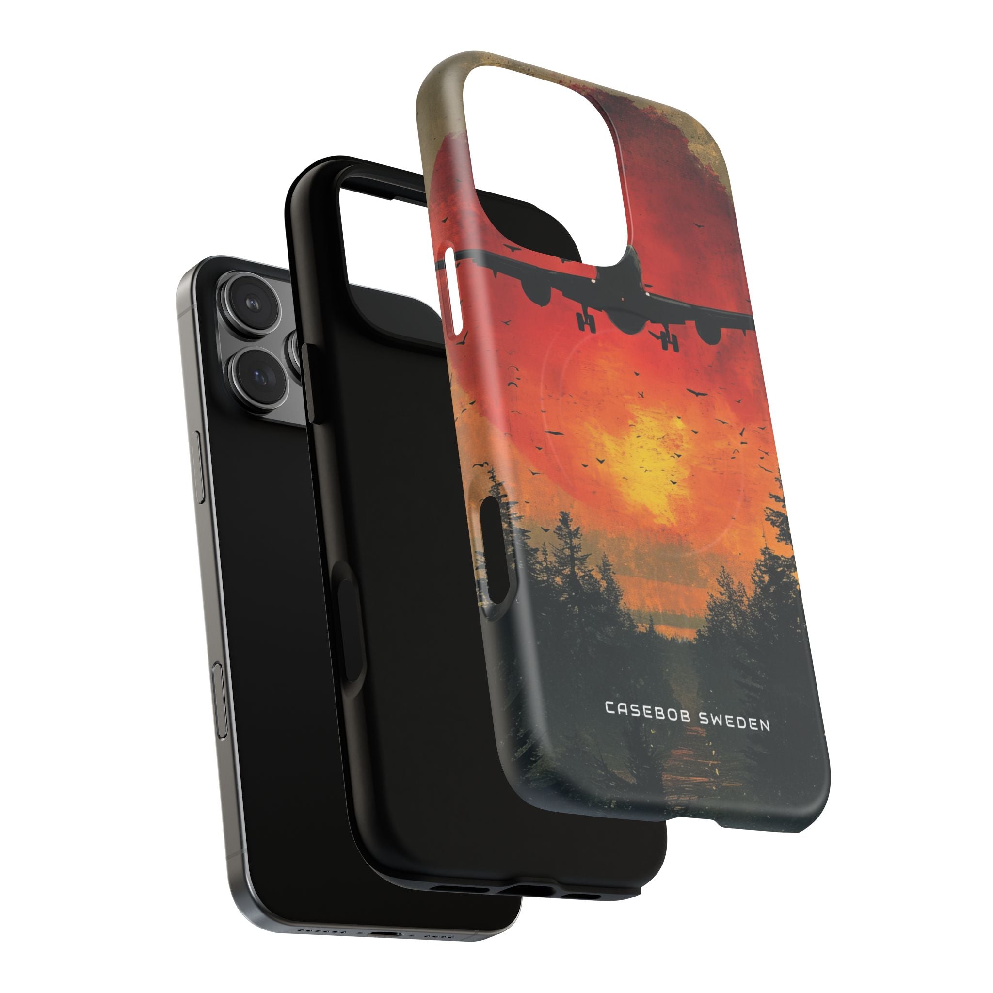 Vintage Sunset Airplane Silhouette iPhone 16 | Tough+ Phone Case