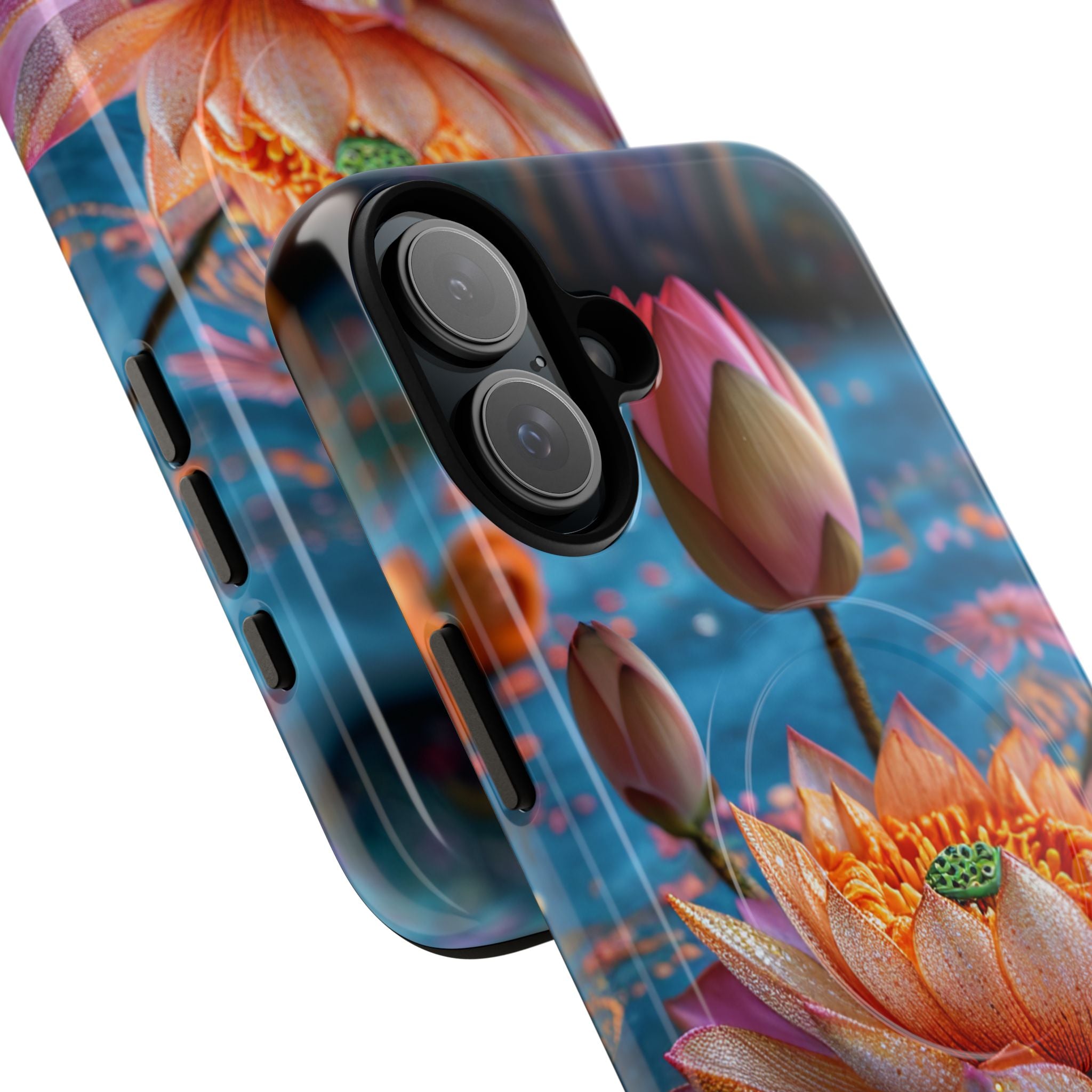 Vibrant Lotus Embroidery - Tough + MagSafe® iPhone 16 Phone Case