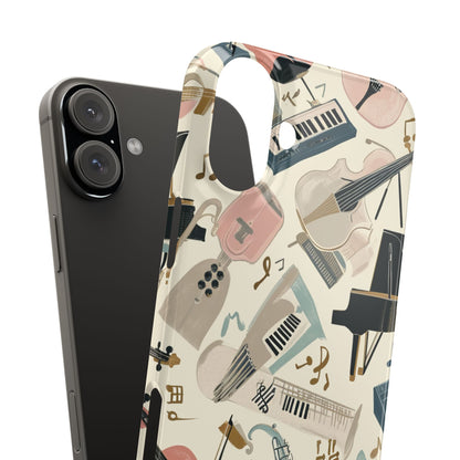 Beige Musical Instruments Pattern - Slim iPhone 16 Phone Case