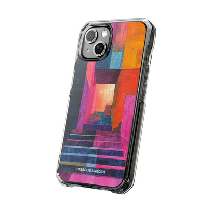 Pink Orange Geometry - Clear Impact iPhone 14 Phone Case